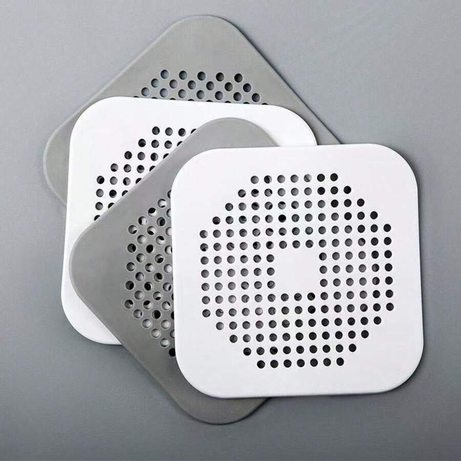 2 pièces/set Couvercle de drain de sol de douche carré de 5,7 pouces, crépine de drain en TPR, bouchon en silicone plat, convient pour les filtres de drain de salle de bain et de cuisine, bouchon de filtre de drain plat avec ventouse (blanc)