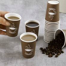 10pcs/20pcs/30pcs/60pcs 9oz Brown Paper Coffee Cups, Disposable Paper Cups Suitable For Hot Drinks, Water, Tea, For Cafes, Offices And Events - Brown - View 5