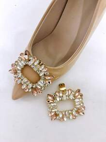 1pc Classic Multi-Style Crystal Shoe Clips, Rhinestone Metal Detachable Shoe Buckle Accessories For Wedding & High Heels