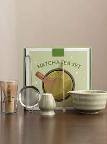 Matcha Five-Piece Set, Ceramic Matcha Bowl, Natural Bamboo Tea Whisk, Beginners, Refreshment Tools, Matcha Making Tools, Gift Box Back To School