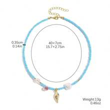 1 colar versátil de contas multicoloridas com estilo praiano e estrela do mar, conchas e elementos de peixe, ideal para mulheres, turistas, férias, viagens em ilhas, piqueniques, festivais de música de verão e festas na praia (cores e quantidades de contas aleatórias)