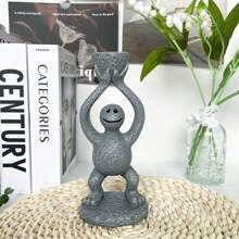 1pc Hand-Held Altar Abstract Statue Candle Holder, Suitable For Living Room And Bedroom Decoration, European Style Art Resin Crafts, A Nice Gift