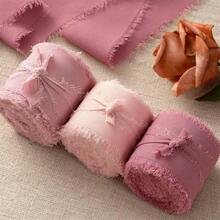 3rolls 1.5inch X 5.5yards Handmade Chiffon Ribbon With Tassels, For Bouquet Wrapping, Decoration, Wedding, Invitation, Crafts,Christmas Valentine Day - Multicolor - View 7
