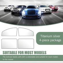 4件装磁性汽车侧窗遮阳伞 - 钛银色前后隐私窗帘，防晒，适合天鹅绒和换尿布，适用于汽车、轿车、SUV，强力粘合，可用作窗帘，汽车配件