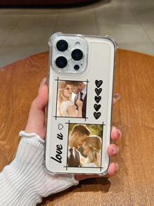 1 Stück personalisiertes Paar-Jahrestags-Portrait/individuell gestaltete transparente sturzsichere Linsen-Schutz Handyhülle, Linse erfüllt personalisierte Anforderungen, kompatibel mit iPhone 16 Pro Max/16 Pro/15 Pro Max/14 Pro Max/13 Pro Max, OPPO A18/A58/23 Ultra/S24 Ultra/A52S, VIVO Y17S, geeignet für den täglichen Gebrauch und als Hochzeitsgeschenk