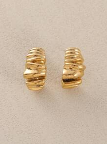 1 Pair Retro Creative Pinched Ear Studs, Fashionable High-Quality Stainless Steel Versatile Jewelry For Women