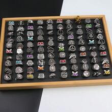 10pcs/Pack Vintage Gothic Punk Style Rings, Skull Animal Eye Open Ring, Unisex, Versatile, Suitable For Parties & Jewelry Gifts
