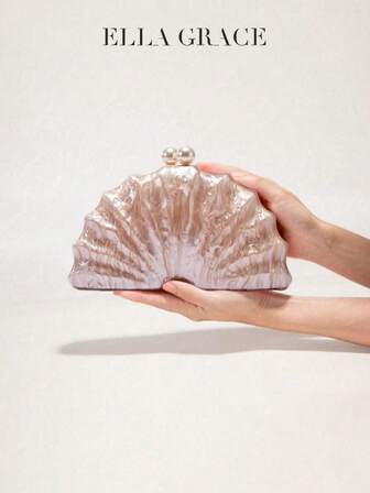ELLA GRACE - Bolso de mano con forma de concha para fiestas de noche, un regalo ideal para el Día de San Valentín, fiestas de fin de año y banquetes de celebración