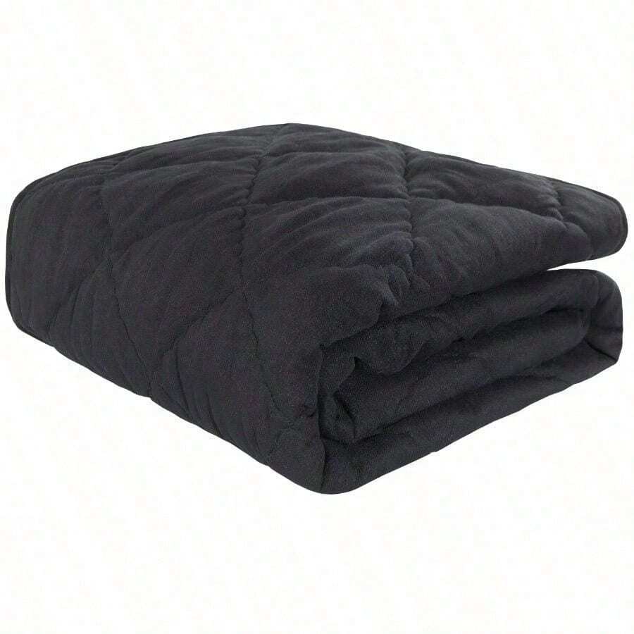 1PC Comforter, Lightweight And Warm Solid Color Quilte - Black - View 1