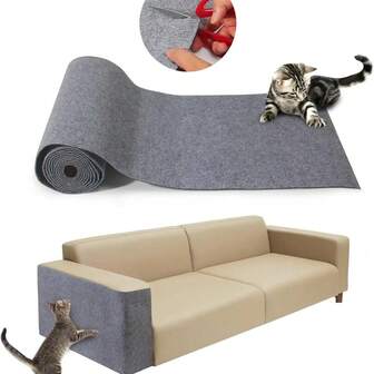 Cat Scratching Mat Self-Adhesive, Trimmable Furniture Protector For Couch, Sofa, Wall & Cat Trees - Scratch Pad With Nano Tape, DIY Climbing Carpet For Indoor Cats
