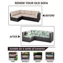 1pc Outdoor Bodhi Leaf Sofa Cushion Cover, All Season Sofa Dust Cover, Modern Farmhouse Style, Scratch & Stain Resistant, Machine Washable, Suitable For Living Room, Bedroom, Study, Balcony, Patio