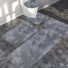 5 Piece Bathroom Rugs Set, Non Slip Bath Mat For Bathroom, Shaggy Microfiber Plush Absorbent Washable Bath Shower Mats Tiedye Colors Bath Mats,Runner For Bathtub, Toilet Mats Universal Soft Comfortable Water Absorption Non-Slip Thick Machine Washable Easy Dry - Light Grey - View 3