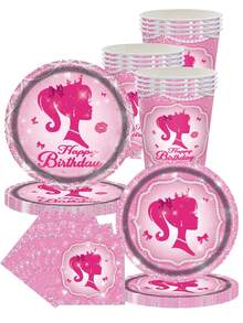 10 件粉色女士派对盘子、女士公主派对装饰、公主主题纸盘和餐巾，适用于女士生日派对、新娘派对、女士单身派对、生日派对、生日、婚礼、派对、家庭野餐、家居装饰、卧室装饰、储物、花园装饰，工艺精湛，时尚搭配 - 彩色 - 查看 1