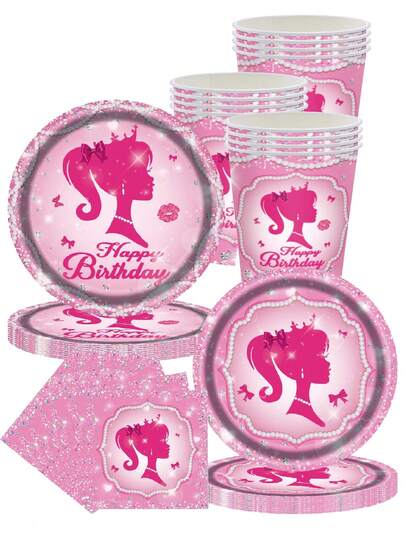 10 件粉色女士派对盘子、女士公主派对装饰、公主主题纸盘和餐巾，适用于女士生日派对、新娘派对、女士单身派对、生日派对、生日、婚礼、派对、家庭野餐、家居装饰、卧室装饰、储物、花园装饰，工艺精湛，时尚搭配