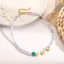 1 colar versátil de contas multicoloridas com estilo praiano e estrela do mar, conchas e elementos de peixe, ideal para mulheres, turistas, férias, viagens em ilhas, piqueniques, festivais de música de verão e festas na praia (cores e quantidades de contas aleatórias)