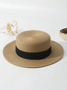 1 件男女通用双色波西米亚太阳帽，牛仔女帽/牛仔巴拿马风格草帽，休闲防紫外线，非常适合户外/海滩 - 卡其色 - 查看 8