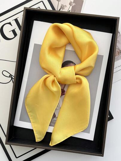 1 st enfärgad 70 cm fyrkantig halsduk, multifunktionellt pannband, huvudduk, solskyddshalsduk, foto-/reseanvändning för klänning