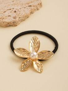 2 Pieces Of Women's Fashion Metal Headbands With Luxurious Pearl Five-Petal Flower Metal Hair Accessories, Suitable For Summer Beach Vacation Wear, Hair Tie, Hair Flowers ,Hair Accessories, Ponytail Holders, Hair Elastics, Hair Rubber Bands