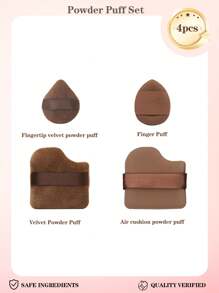 4pcs Makeup Sponge Set, Including Foundation Sponge, Air Cushion Puff, Mini Makeup Sponge. Suitable For Powder, BB Cream, Foundation, Blush, Sunscreen, Etc.