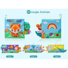 Soft Baby Book High Contrast Baby Toy, Touch And Feel Wrinkle-Free Cloth Book Baby Toy, 3D Animals, Made Of Fabric, Bright Colors, Christmas Stocking Filler Gift For Newborn Boys And Girls 0-6-12 Months