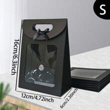 8pcs White Kraft Paper Bags With Clear Window, Upright Gift Bags Bulk With Handle, Paper Gift Bags, White Shopping Bags, Bowknot Gift Wrapping Bags, Suitable For Wedding, Bridal Shower, Birthday, Holiday, Christmas Party, Retail Shop, Brown