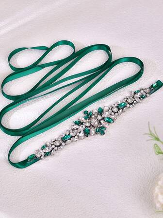 1 件优雅水晶新娘腰带，可调节缎带腰带，女士身体配饰，适合派对、晚宴、晚礼服装饰