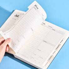 1pc 2025-2026 Planner A5 Notebook,204 Sheets 408 Pages English Planner 80 GSM Weekly Monthly Plan Planning Schedule Self-Discipline Diary Available For Students And Adults Back To School Season