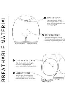 Women's Mid Waist Butt Lifter Shapewear Shorts, Lace Edge Seamless Hip Enhancer Underwear, Tummy & Thigh Shaper For All Season Wear-Beige - trắng - Xem 8