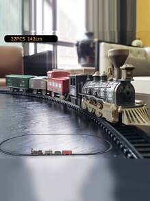 1 Set realistisch elektrische klassische Zugstrecke Bausatz Modelleisenbahnspielzeug Set, zufällige bunte Zubehörteile