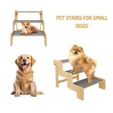 Three-Step Dog Stairs - A Safe Ramp Climbing Frame For Pets, Allowing Cats And Dogs To Ascend To Beds And Sofas. - Apricot - View 6