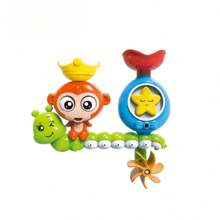 1PC Dinosaur Bath Toys For Toddlers, With Suction Cup And Spoon, Fun And Cute Cartoon Style, Features A Dinosaur Waterfall And Rotating Shower Spray, ABS Material, No Battery Required, Perfect For Bath Time Fun, Making It An Ideal Gift For Boys And Girls