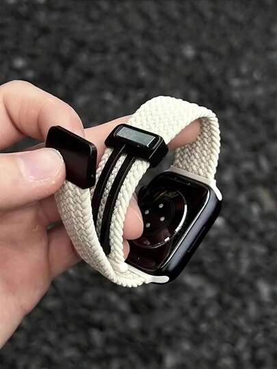 Pulseira esportiva elástica trançada magnética compatível com 42 mm 38 mm 40 mm 41 mm 44 mm 45 mm 46 mm 49 mm Pulseira de substituição para relógio inteligente da moda para as séries Ultra2 Ultra SE2 SE 10 9 8 7 6 5 4 3 2 1 para homens e mulheres