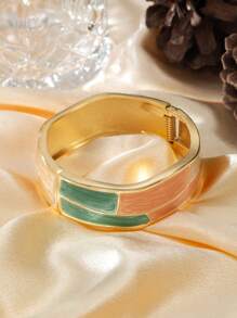 1pc Minimalist Vintage Boho Chic Zinc Alloy Colorful Resin Chunky Cuff Bracelet For Women, Nightclub Office Daily And Street Style Opulent Statement Piece Jewelry,Festival Gift For Wedding Valentine's Day Mother's Day Birthday