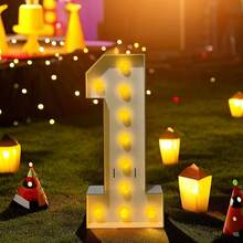 27.56/39.4 Inch Lighted KT Board Mosaic Numbers 0-9 Frame, Suitable For Wedding, Birthday, Graduation Ceremony DIY Assembly, Christmas, Easter, New Year Holiday Decoration (Bulb Components Included, Batteries And Hot Melt Gun Not Included) - White - View 15