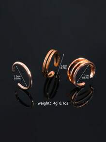 3 Packs Hollow-Out C-Shaped Metal Toe Rings, Punk Chic Style Jewelry Set For Women
