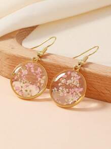 1pair Vacation Style Fairy Red/Pink/White/Purple/Blue Real Flower Earrings For Women, Perfect For Daily Wear Valentines