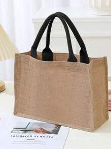 Sac fourre-tout en lin multifonction de grande capacité, sac à main multifonction, sac de courses, convient pour les déplacements quotidiens au printemps et en été, sac de plage attrayant en été, sac à main en lin de couleur unie, sac cadeau personnalisé, peut être un sac cadeau fait maison, léger, sac de courses multifonction, sac à main en lin