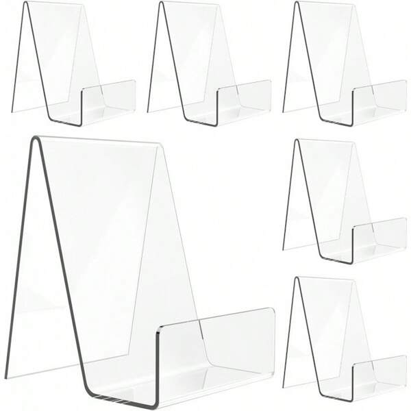 2/4 piezas Soportes acrílicos para libros - Expositores contemporáneos de cristal transparente y elegantes para mostrar libros, revistas, menús, álbumes de fotos - Perfectos para el hogar, la oficina o uso comercial