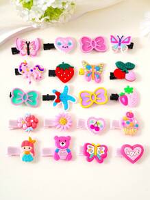 50 pièces de pinces à cheveux en argile souple colorée en forme de nœud papillon, clips de canard mignon et accessoires décoratifs pour cheveux en forme de fraise, convient pour un usage quotidien