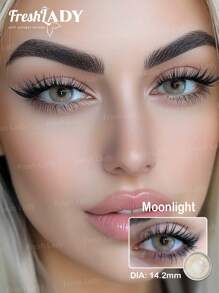 FRESH LADY 1 副自然棕色隐形眼镜月光软性隐形眼镜 14.20 毫米适合日常佩戴美瞳年度一次性万圣节服装角色扮演