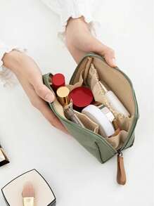 1 pieza Bolsa de maquillaje con cremallera minimalista, práctica y portátil para cosméticos, para viajes, uso al aire libre, artículos esenciales diarios, vacaciones de verano, regreso a la escuela, bolsa para la escuela, bolsa de viaje para mujeres
