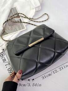 Bolsa de Ombro de Couro PU em Cores Sólidas e Bordados, Moda Casual Feminina, Grande Capacidade