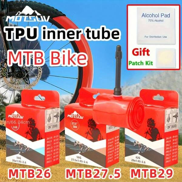 2/4 Stücke MOTSUV MTB 29 26 27.5 Fahrradschlauch, langanhaltend und ultraleicht mit Presta-Ventil, Mountainbike Reifen 26/27.5/29x1.95-2.6 Zoll, Pannenresistent, ideal für Radsportfanatiker