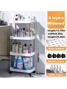 1 Kệ lưu trữ xe đẩy tiện ích 3/4 tầng, Kệ lưu trữ giãn cách di động, Kệ lưu trữ mỏng cho nhà bếp, phòng tắm, Kệ tổ chức trượt cho phòng khách - Nhiều màu - Xem 19