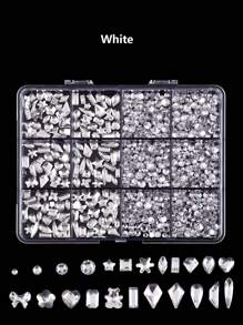 12pcs/Set Mixed Flat Nail Art Rhinestones Decor, Nail Jewels For DIY Nail Jewelry, Phone Case, Cup, Hair Accessories, Face Gems