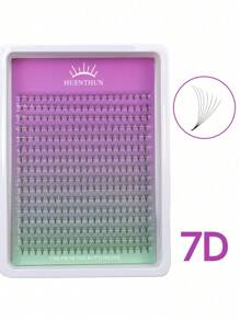 Extensões de Cílios Individuais Pré-Montadas Huenthun, Formato Leque, D Curl, 4D 5D 6D 7D 8D 10D 12D 14D 16D 20D, Haste Pontuda, Falso Mink