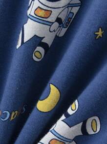Set de 6 piezas de pijama corto con estampado de dinosaurios de dibujos animados y color de contraste, de manga corta y pantalones cortos, ropa de casa ligera de algodón para niños pequeños