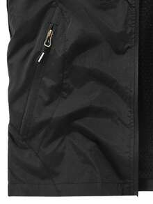 男士户外多用途工装背心，钓鱼摄影休闲夹克，多口袋，春夏 - 黑色 - 查看 4