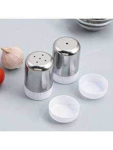 2pcs/Set Stainless Steel Seasoning Bottles Set, Outdoor Spice And Pepper Shaker Dispenser, BBQ Tools - Compact Portable, Best For Christmas, Halloween, Outdoor Barbecue Party