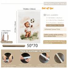 1 Tranh Gấu Thể Thao Ngộ Ngộ Trang Trí Tường Phòng Trẻ Em - 6 Mẫu Thiết Kế Đáng Yêu, Có/Không Khung | Tranh vẽ tay trên vải canvas hình động vật, phù hợp với trang trí phòng trẻ em tông màu trung tính, khung gỗ, dễ treo, trang trí phòng trẻ em chủ đề bóng chày, bóng đá, golf, thiết kế tông màu retro nhẹ nhàng, lựa chọn quà tặng tốt nhất - Nhiều màu - Xem 44